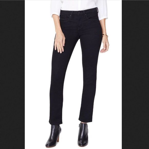 NYDJ Denim - NYDJ Sheri High Waist Slim Black Denim Jeans, Size 16